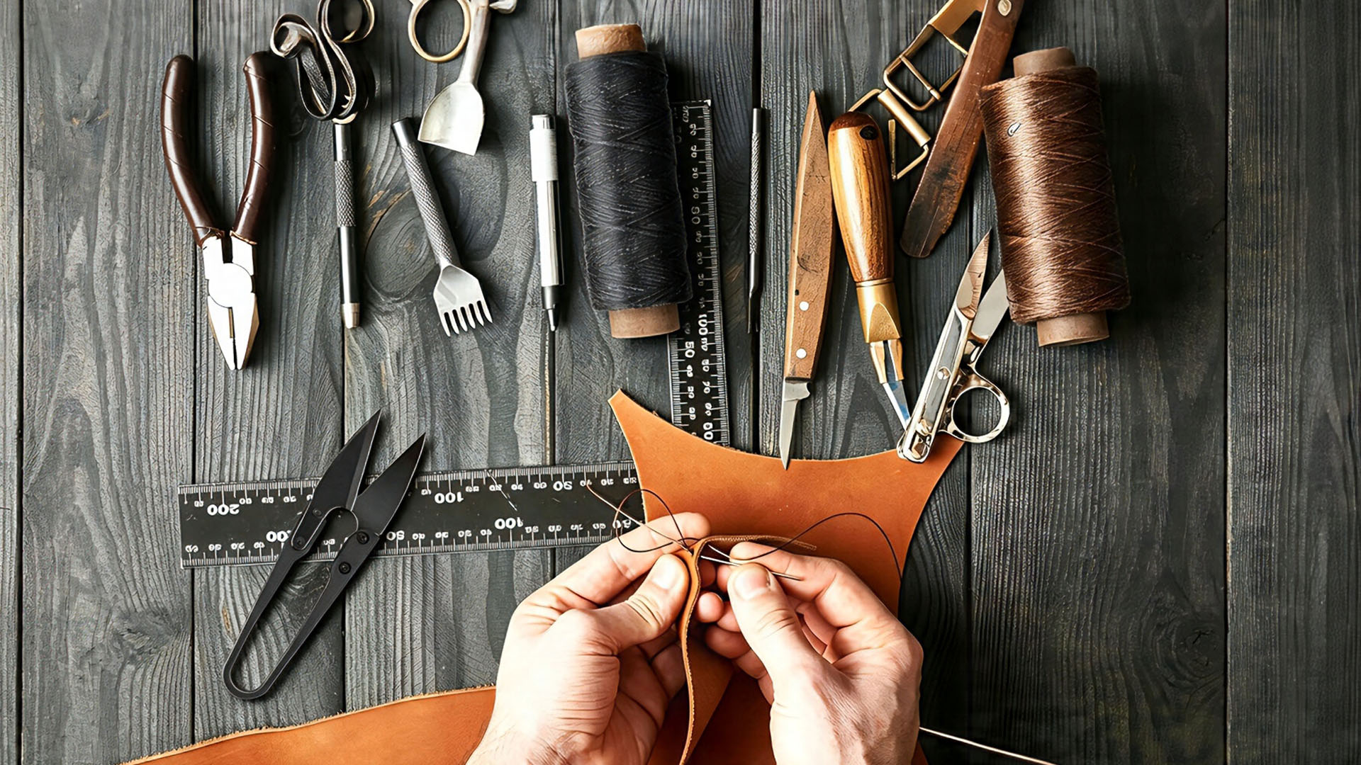 Ryalan heavy duty leather waxed thread needle set